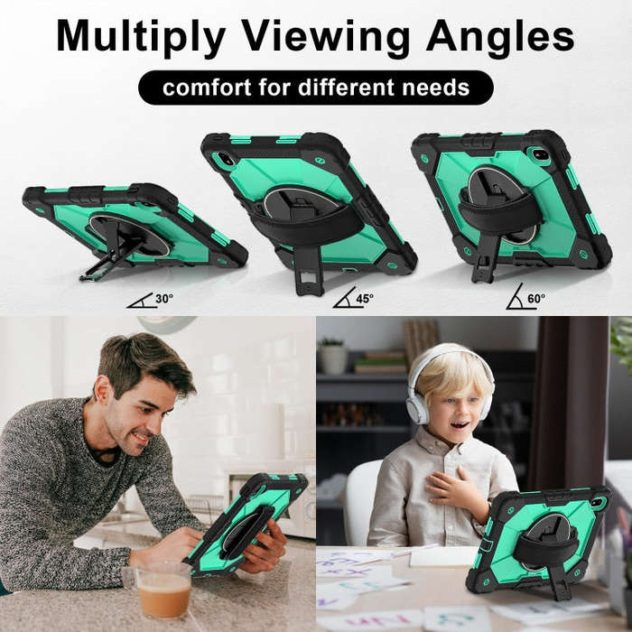 For Huawei MatePad SE 11 2024 Contrast Color Robot Silicone Hybrid PC Tablet Case(Black Mint Green)