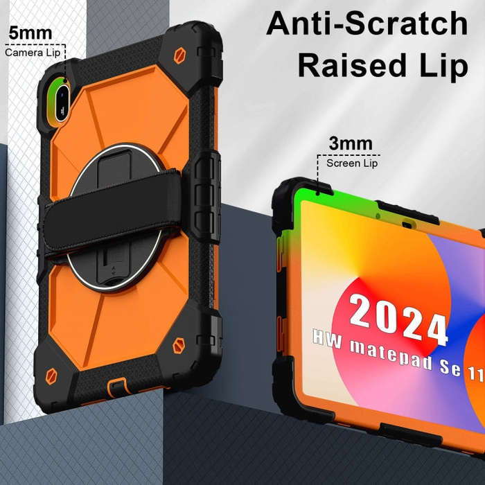 For Huawei MatePad SE 11 2024 Contrast Color Robot Silicone Hybrid PC Tablet Case(Black Orange)