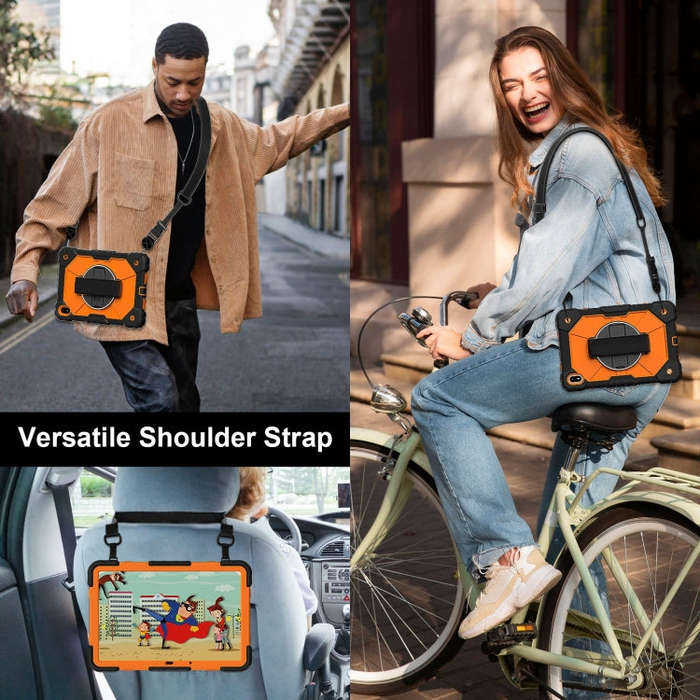 For Huawei MatePad SE 11 2024 Contrast Color Robot Silicone Hybrid PC Tablet Case(Black Orange)