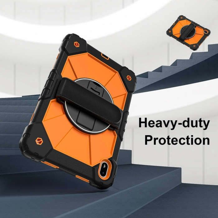 For Huawei MatePad SE 11 2024 Contrast Color Robot Silicone Hybrid PC Tablet Case(Black Orange)