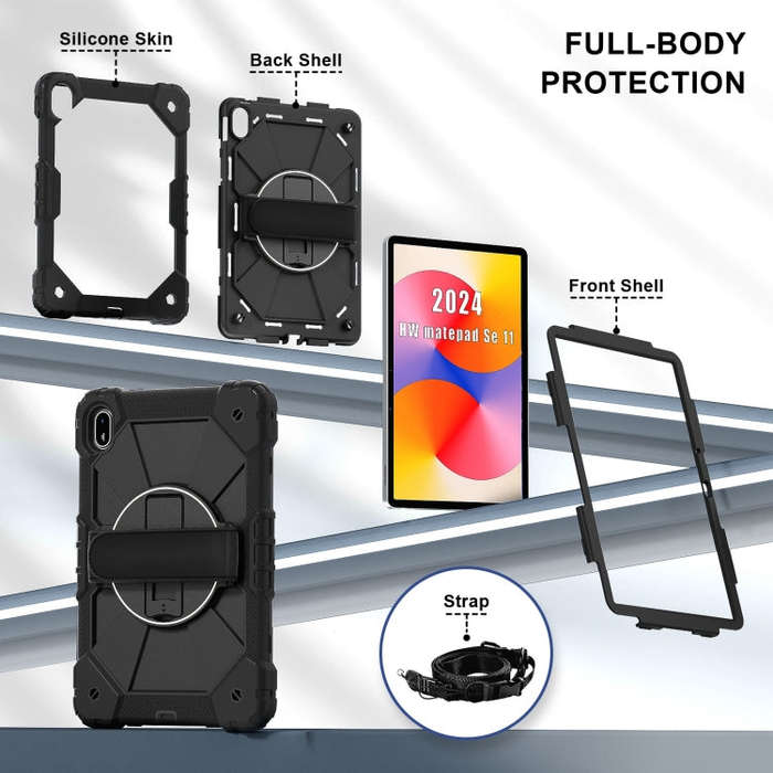 For Huawei MatePad SE 11 2024 Contrast Color Robot Silicone Hybrid PC Tablet Case(Black)