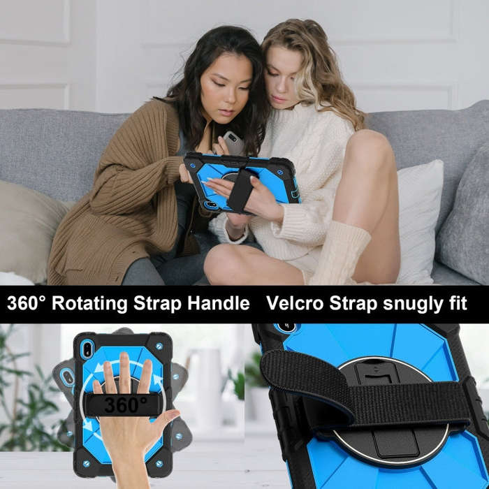 For Huawei MatePad SE 11 2024 Contrast Color Robot Silicone Hybrid PC Tablet Case(Black Blue)