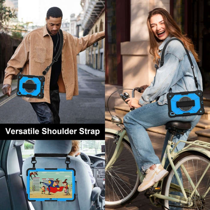 For Huawei MatePad SE 11 2024 Contrast Color Robot Silicone Hybrid PC Tablet Case(Black Blue)