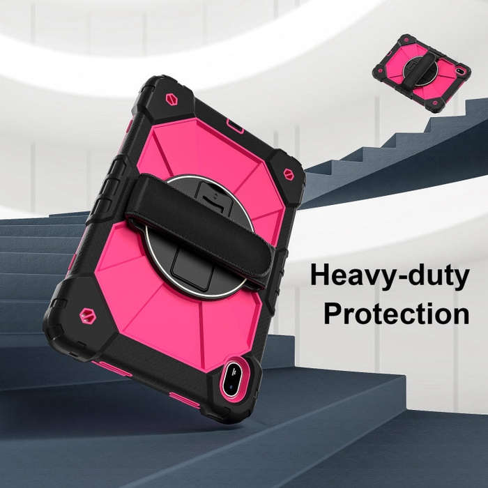 For Huawei MatePad SE 11 2024 Contrast Color Robot Silicone Hybrid PC Tablet Case(Black Rose Red)