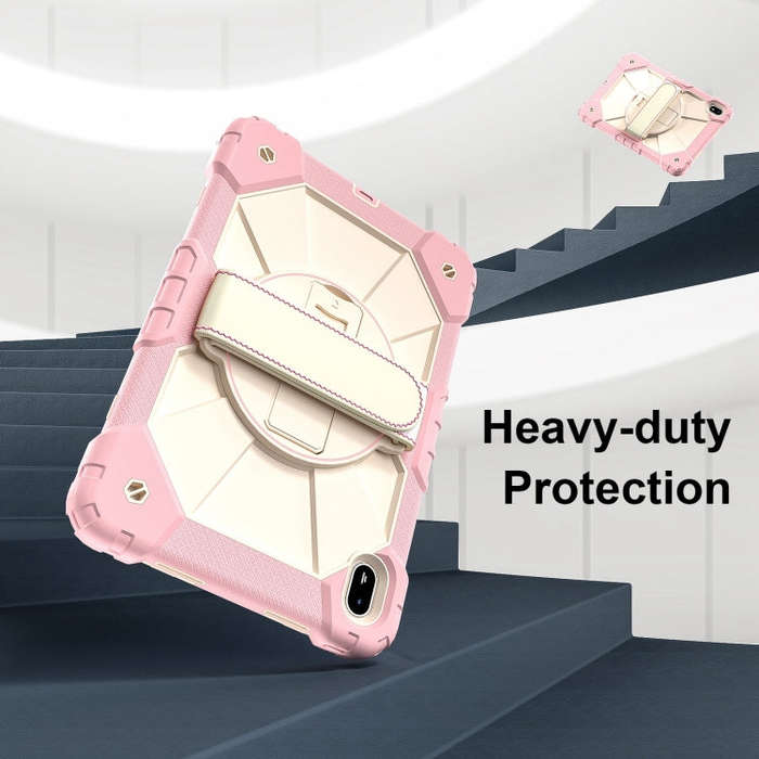 For Huawei MatePad SE 11 2024 Contrast Color Robot Silicone Hybrid PC Tablet Case(Rose Gold Beige)