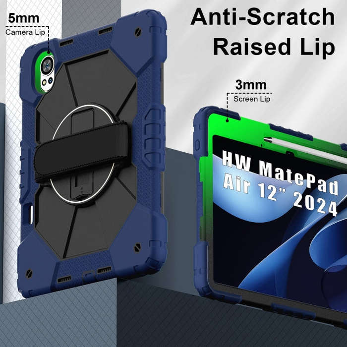 For Huawei MatePad Air 12 2024 Contrast Color Robot Silicone Hybrid PC Tablet Case(Navy Black)