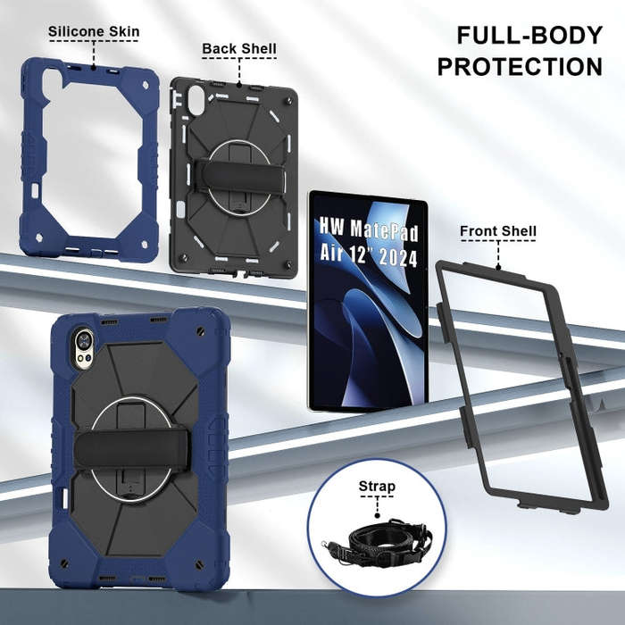For Huawei MatePad Air 12 2024 Contrast Color Robot Silicone Hybrid PC Tablet Case(Navy Black)