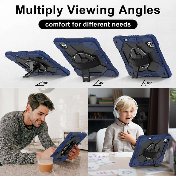 For Huawei MatePad Air 12 2024 Contrast Color Robot Silicone Hybrid PC Tablet Case(Navy Black)