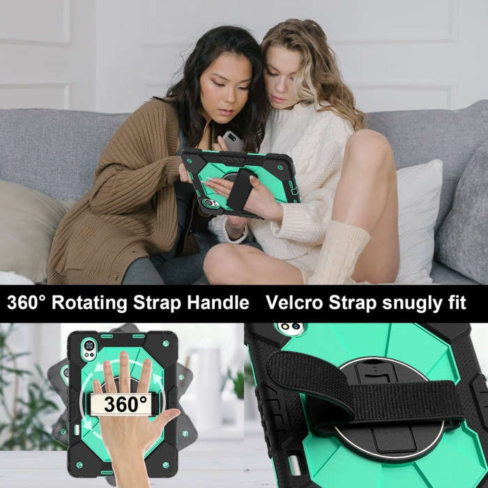For Huawei MatePad Air 12 2024 Contrast Color Robot Silicone Hybrid PC Tablet Case(Black Mint Green)
