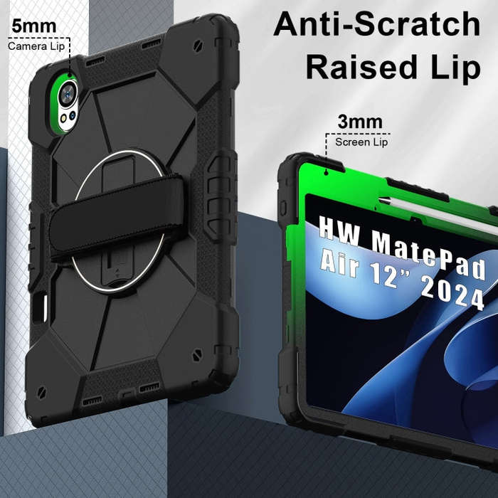 For Huawei MatePad Air 12 2024 Contrast Color Robot Silicone Hybrid PC Tablet Case(Black)