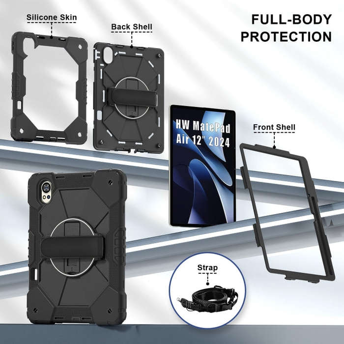 For Huawei MatePad Air 12 2024 Contrast Color Robot Silicone Hybrid PC Tablet Case(Black)