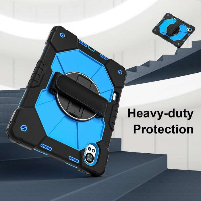 For Huawei MatePad Air 12 2024 Contrast Color Robot Silicone Hybrid PC Tablet Case(Black Blue)