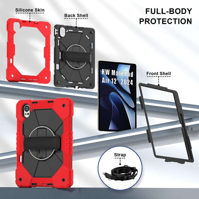 For Huawei MatePad Air 12 2024 Contrast Color Robot Silicone Hybrid PC Tablet Case(Red Black)
