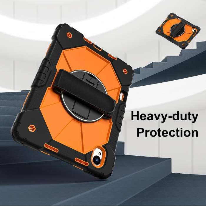 For Huawei MatePad 11.5 S Contrast Color Robot Silicone Hybrid PC Tablet Case(Black Orange)