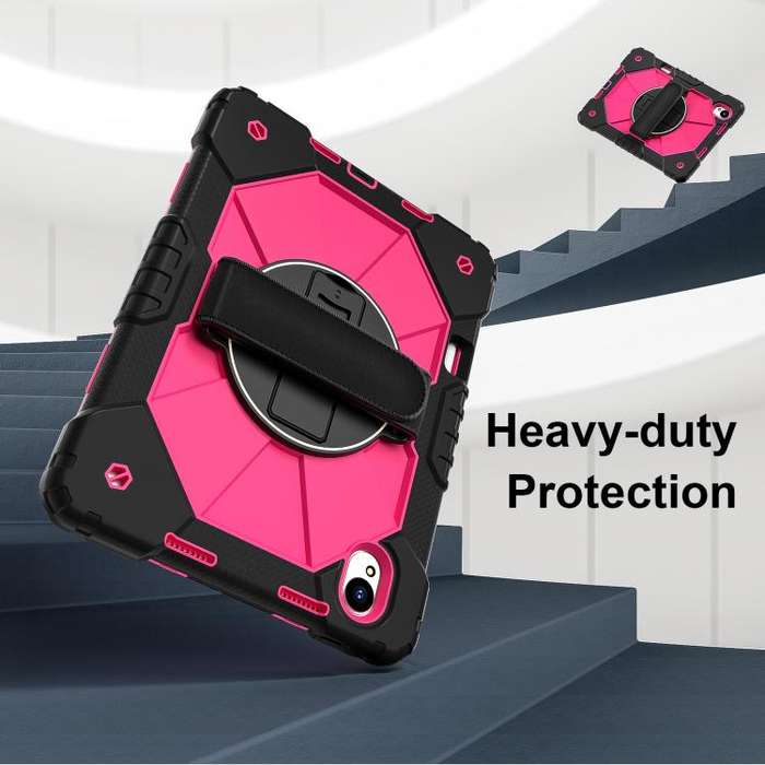 For Huawei MatePad 11.5 S Contrast Color Robot Silicone Hybrid PC Tablet Case(Black Rose Red)