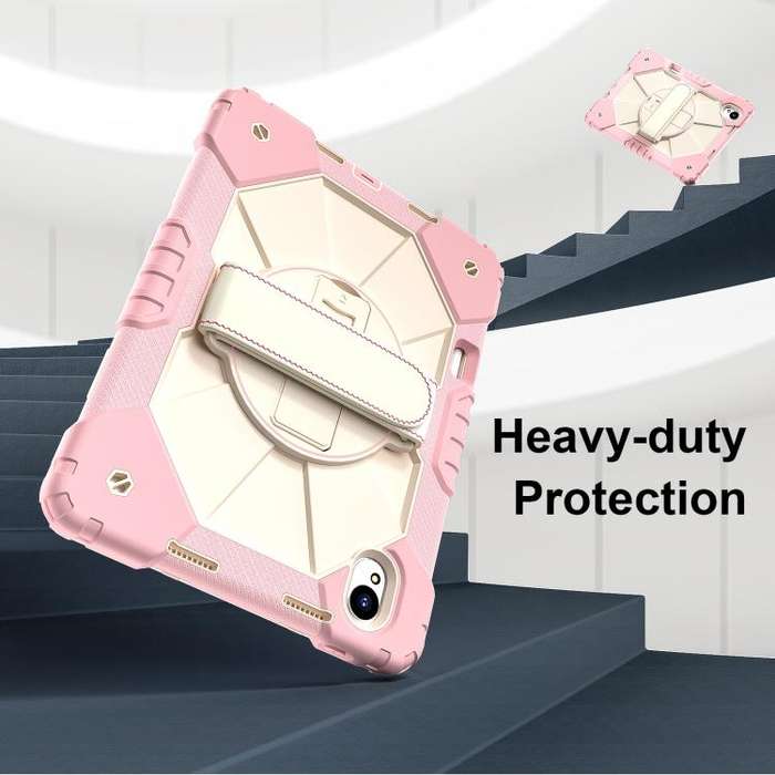 For Huawei MatePad 11.5 S Contrast Color Robot Silicone Hybrid PC Tablet Case(Rose Gold Beige)