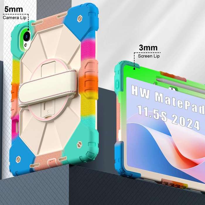 For Huawei MatePad 11.5 S Contrast Color Robot Silicone Hybrid PC Tablet Case(Colorful Blue)