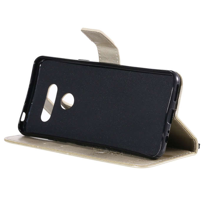 For LG K41S / K51S Tree & Cat Embossed Pattern Horizontal Flip Leather Case with Holder & Card Sl...