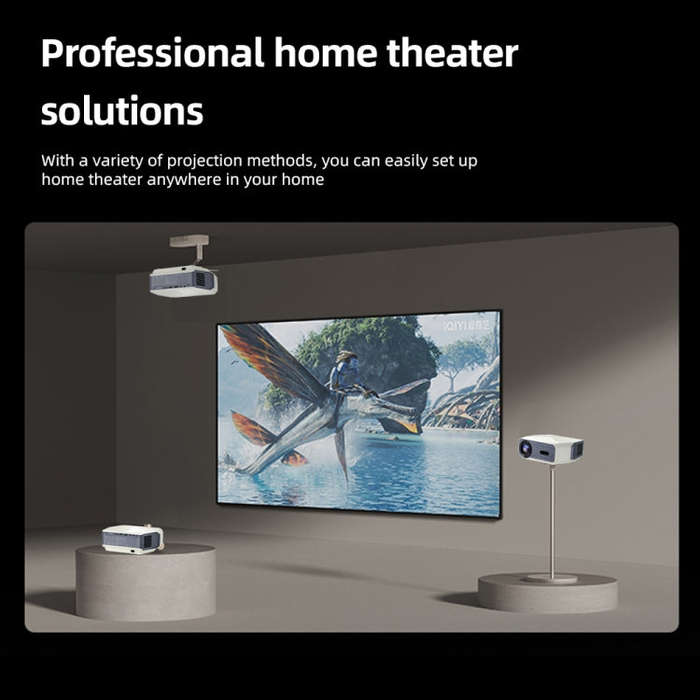 AUN A004 Pro 1920 x 1080P 9000Lumen Android 9.0 Portable LCD Projector, EU Plug(White)
