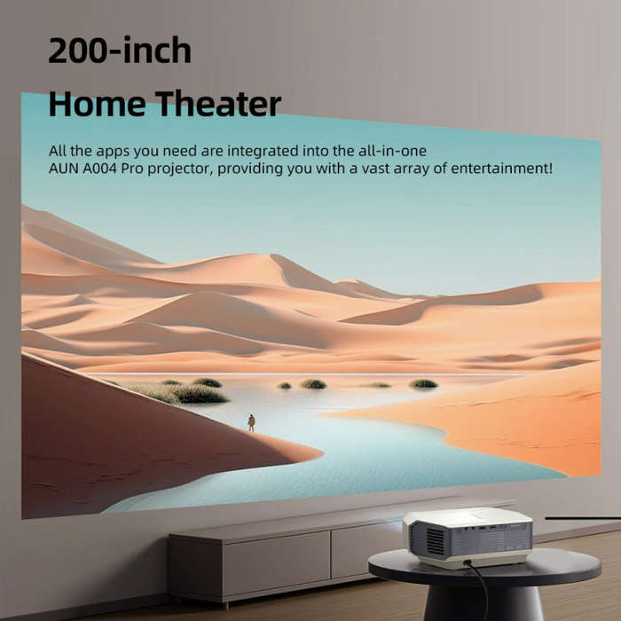 AUN A004 Pro 1920 x 1080P 9000Lumen Android 9.0 Portable LCD Projector, EU Plug(White)