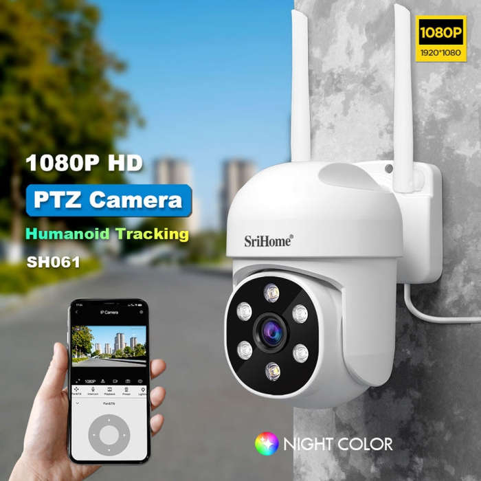 SriHome SH061 2MP AI Humanoid Tracking Infrared Night Vision Camera(US Plug)