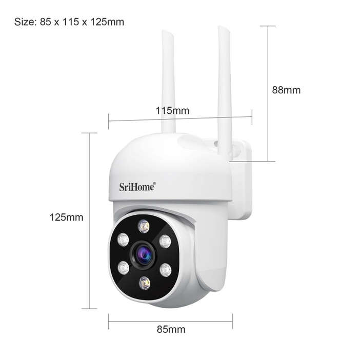 SriHome SH061 2MP AI Humanoid Tracking Infrared Night Vision Camera(UK Plug)