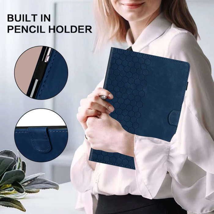 For Huawei MatePad T10 / T10S Honeycomb Embossed Leather Tablet Case(Blue)