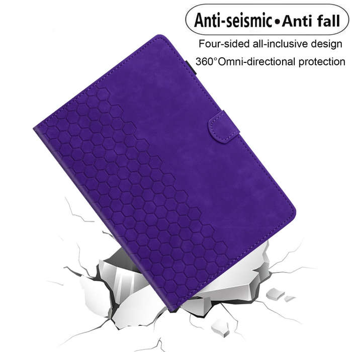 For Huawei MatePad T10 / T10S Honeycomb Embossed Leather Tablet Case(Purple)