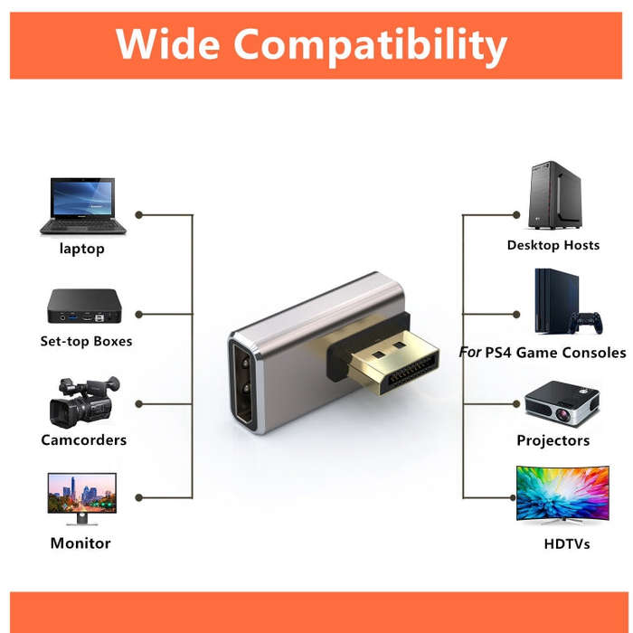 8K PD1.4 Male Displayport to Female Displayport Adapter Converter, Style:A
