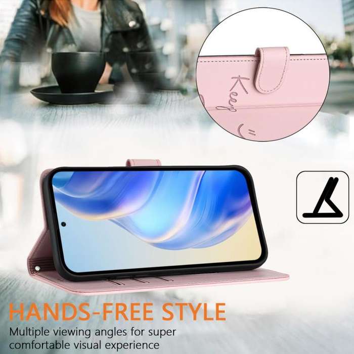 For Honor X6c 4G Smile Embossing RFID Leather Phone Case(Pink)