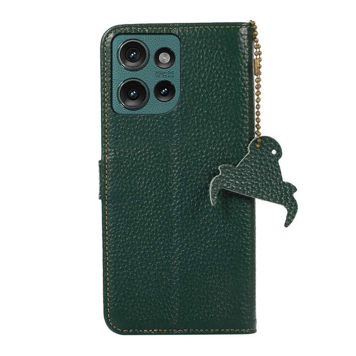 For Motorola Edge 50 Neo Genuine Leather Litchi Texture RFID Leather Phone Case(Green)