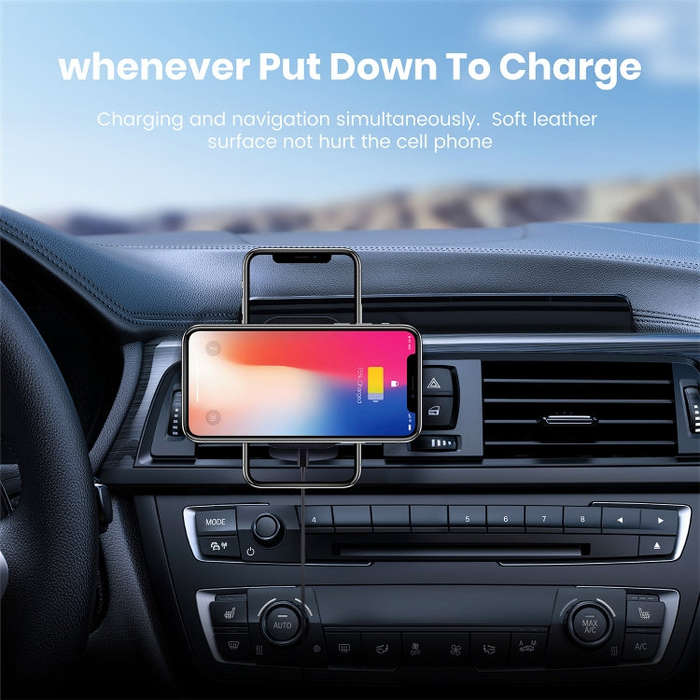 CW12 15W Max QI Standard Magnetic Wireless Charging Car Holder(Black)