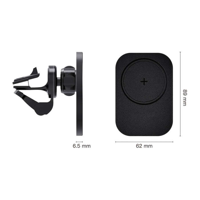 CW12 15W Max QI Standard Magnetic Wireless Charging Car Holder(Black)