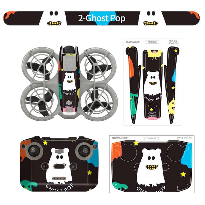 For DJI Neo Drone Body Remote Control Protective Sticker(Ghost Pop)