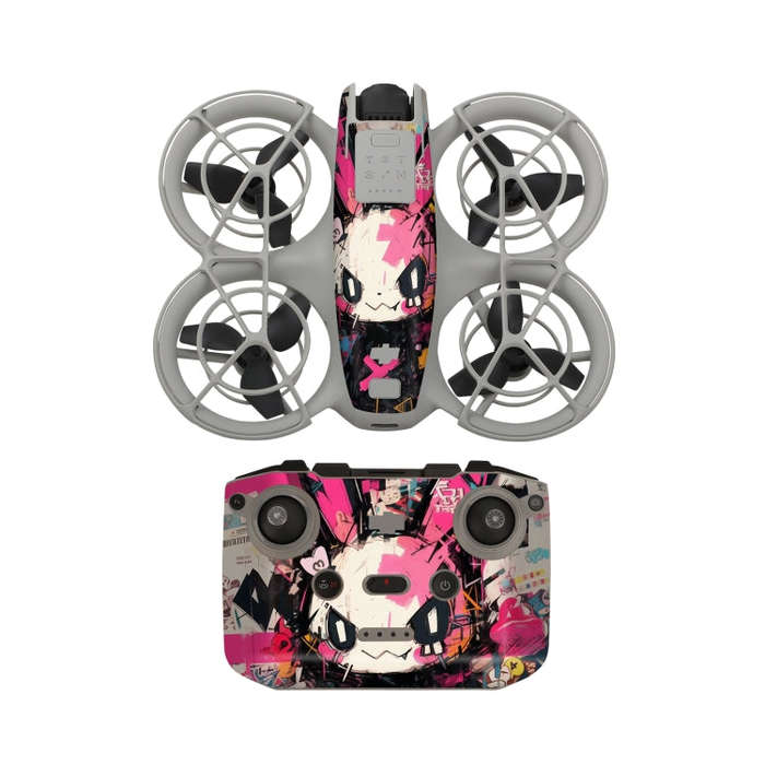 For DJI Neo Drone Body Remote Control Protective Sticker(Pink Rabbit)
