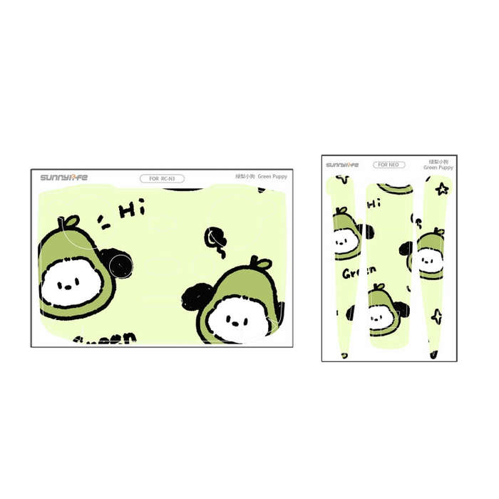 For DJI Neo Drone Body Remote Control Protective Sticker(Green Puppy)