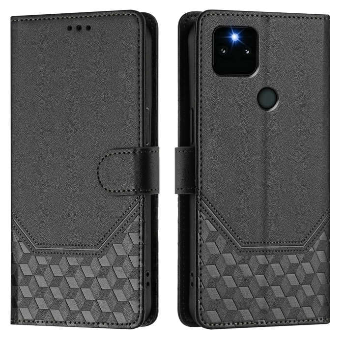 For Google Pixel 5a 5G Honeycomb Embossing RFID Leather Phone Case(Black)