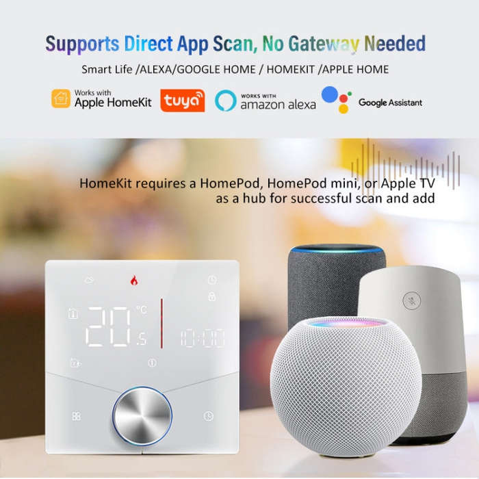 BHT-009GCLW-MT Boiler Heating WiFi Smart Home LED Thermostat with Matter(White)