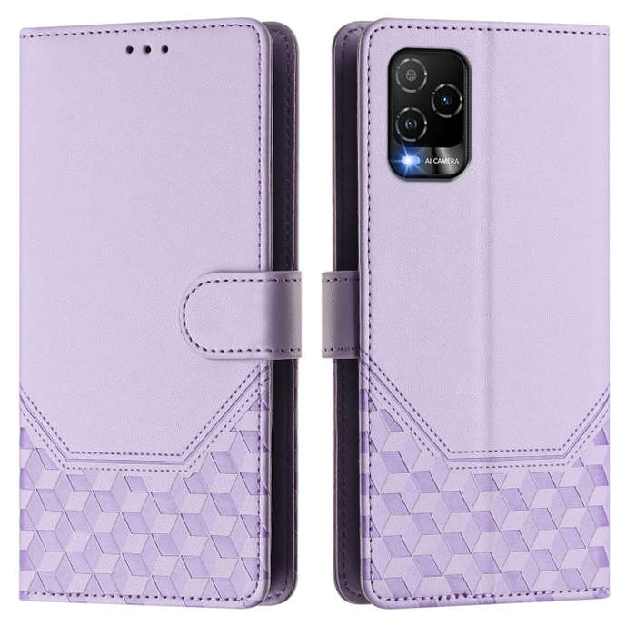 For BLU View 5 Pro Honeycomb Embossing RFID Leather Phone Case(Light Purple)