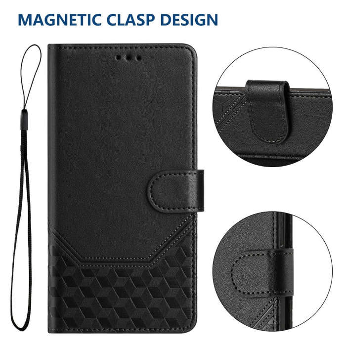 For Wiko T60 Honeycomb Embossing RFID Leather Phone Case(Black)