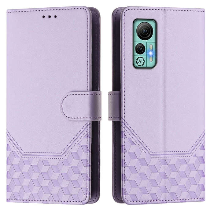 For Ulefone Note 14 Honeycomb Embossing RFID Leather Phone Case(Light Purple)