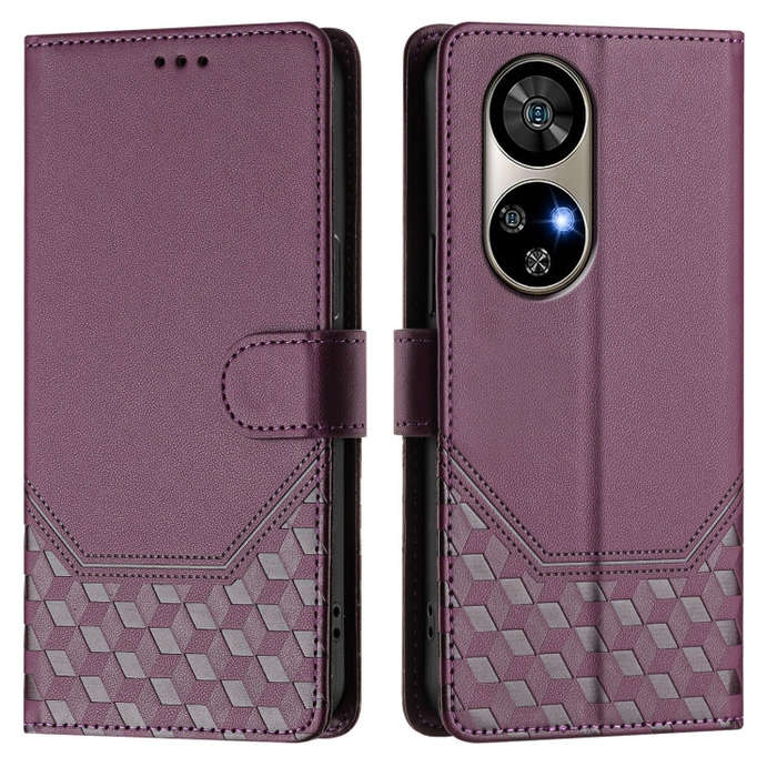 For Ulefone Note 17 Pro Honeycomb Embossing RFID Leather Phone Case(Violet)