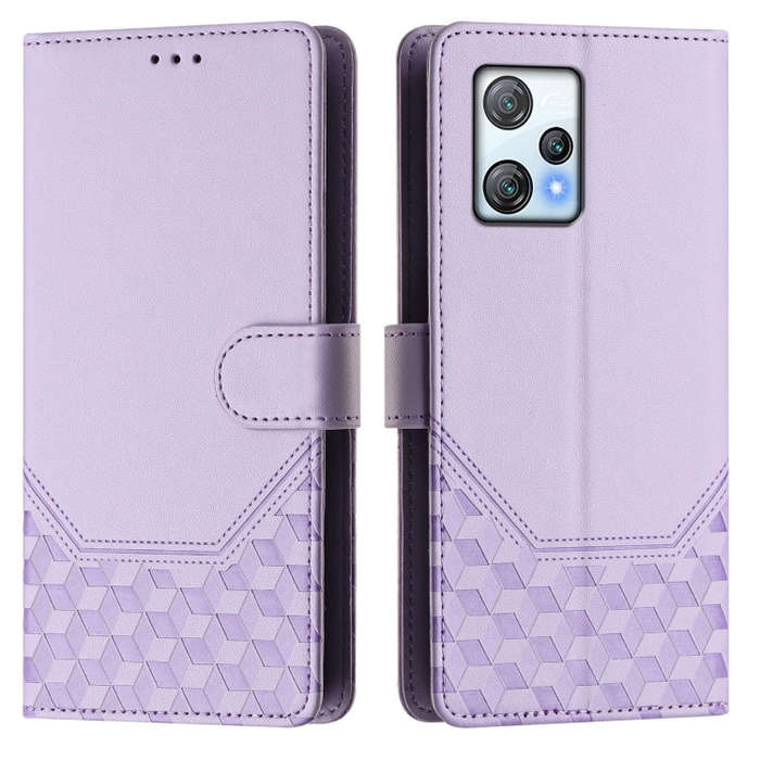 For Blackview A53 Honeycomb Embossing RFID Leather Phone Case(Light Purple)