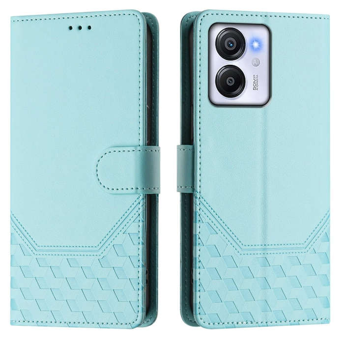 For Blackview Oscal Modern 8 / Color 8 Honeycomb Embossing RFID Leather Phone Case(Mint Green)
