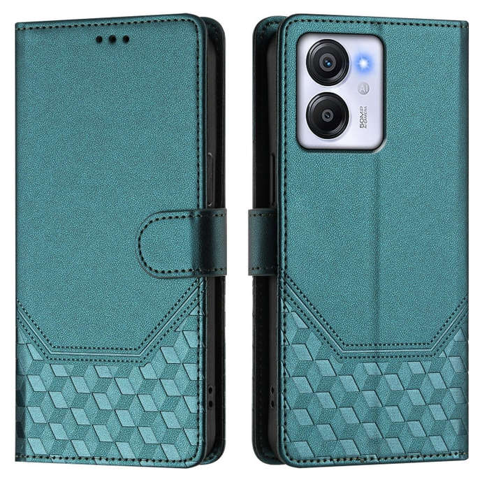 For Blackview Oscal Modern 8 / Color 8 Honeycomb Embossing RFID Leather Phone Case(Peacock Green)
