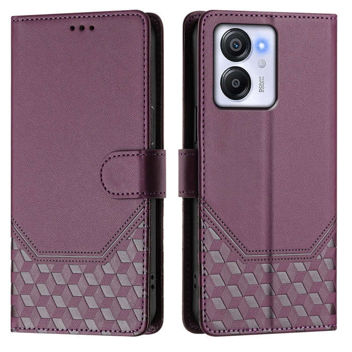 For Blackview Oscal Modern 8 / Color 8 Honeycomb Embossing RFID Leather Phone Case(Violet)