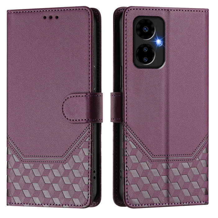 For Boost Mobile Celero 5G 2024 Honeycomb Embossing RFID Leather Phone Case(Violet)