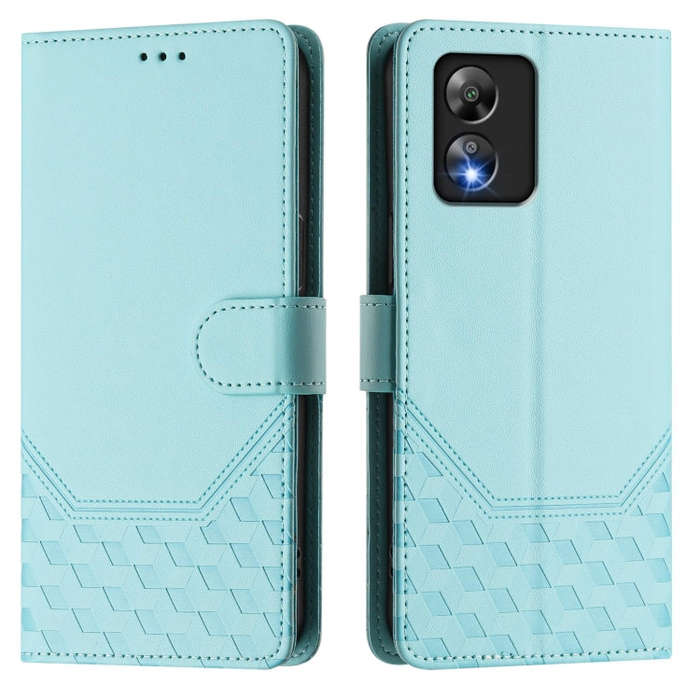 For Boost Mobile Celero 5G SC SN339D Honeycomb Embossing RFID Leather Phone Case(Mint Green)