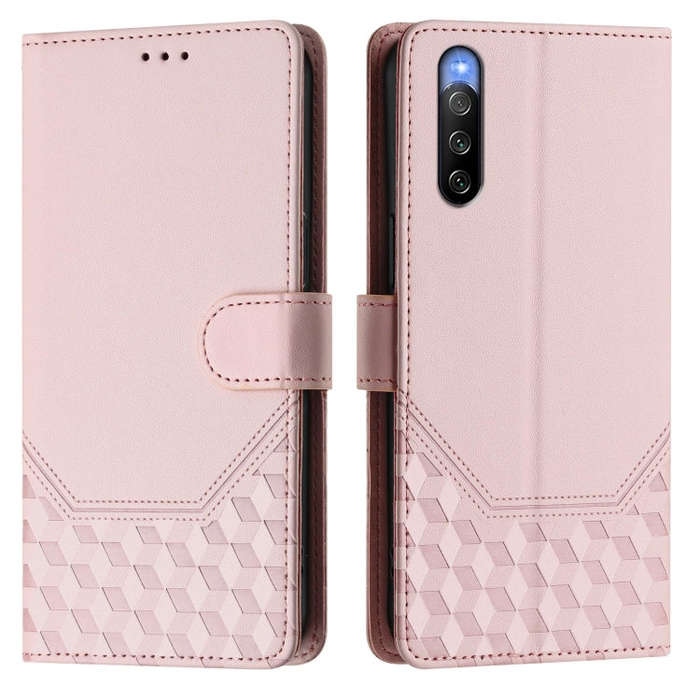 For Sony Xperia 10 V 2023 Honeycomb Embossing RFID Leather Phone Case(Pink)