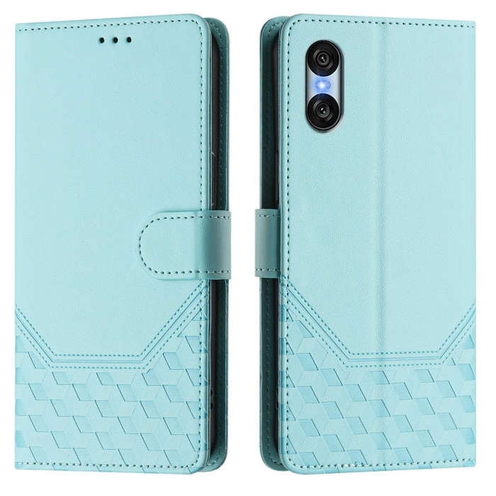 For Sony Xperia 10 VI 2024 Honeycomb Embossing RFID Leather Phone Case(Mint Green)